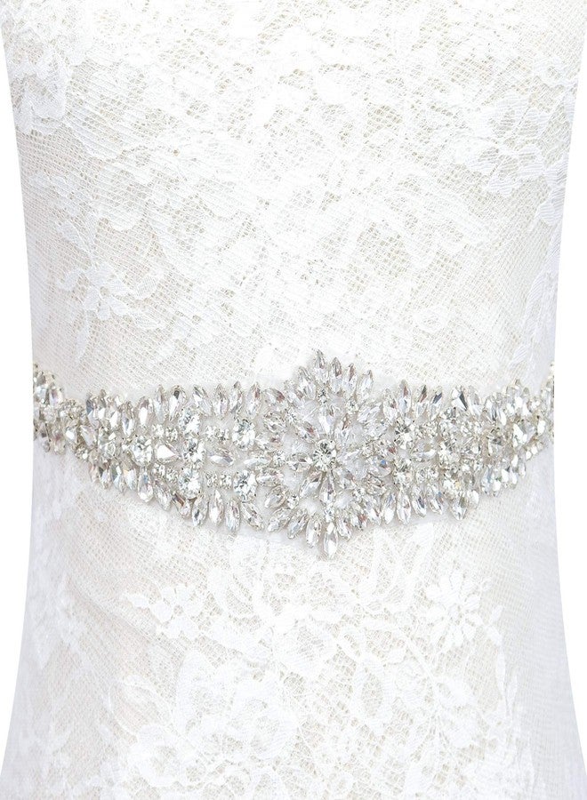 Pardecor Rhinestone Belt Silver Women Applique Trim Bridal Wedding Sash Belts Dress Crystal Belt Evening Dresses Gown - Image 1